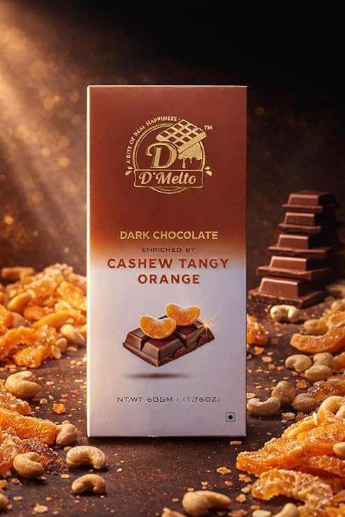 D'Melto Cashew Tangy Orange Dark Chocolate